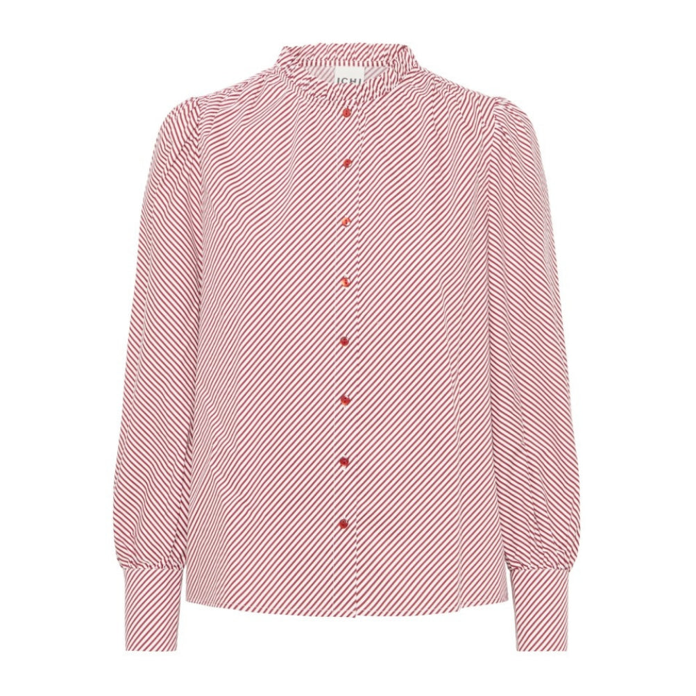 Ichi Stripe Ruffled Collar Shirt
