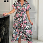 Load image into Gallery viewer, Farrah Wrap Hem Frill Detail Maxi Dress Pink
