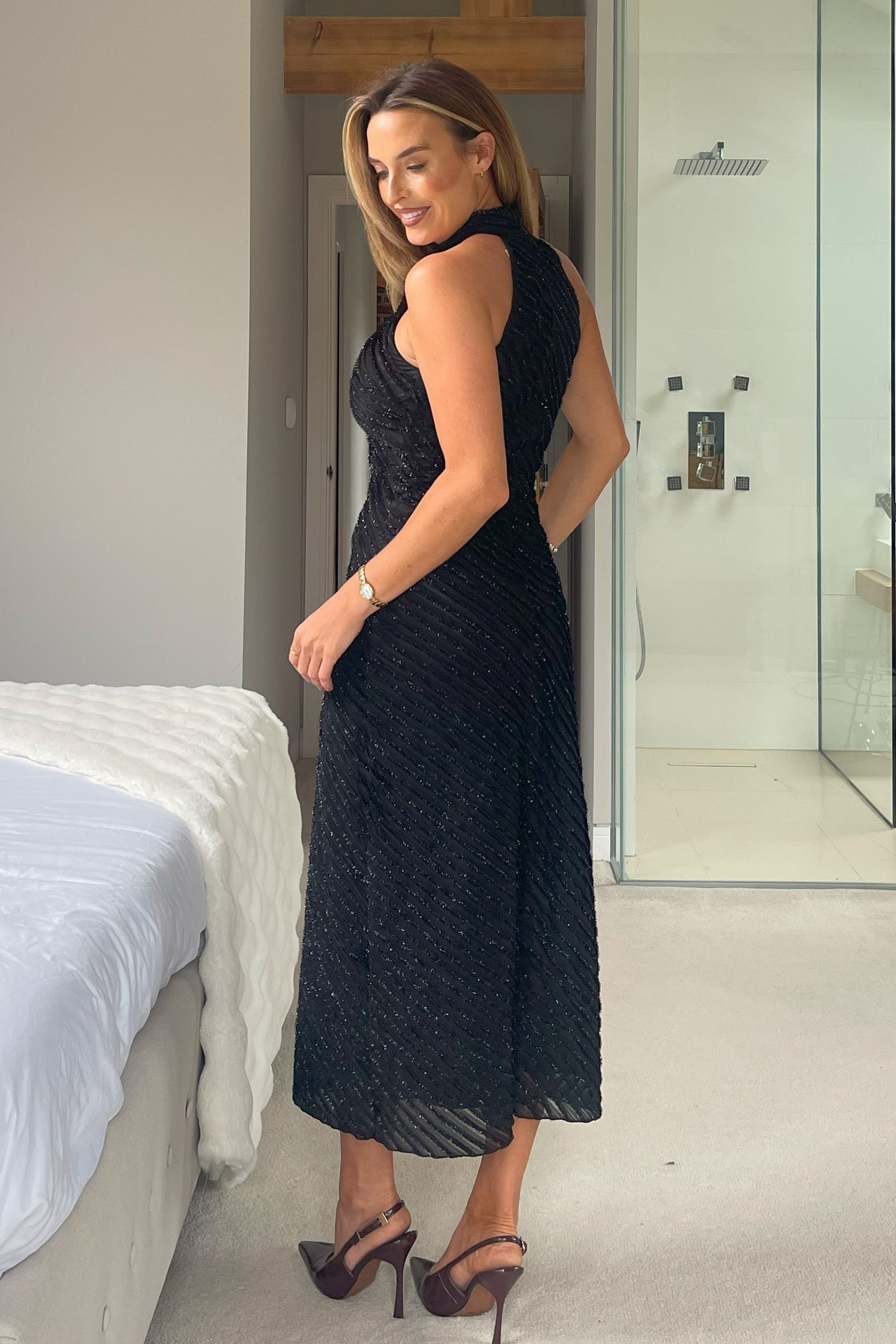 Mira Halterneck Shimmer Dress