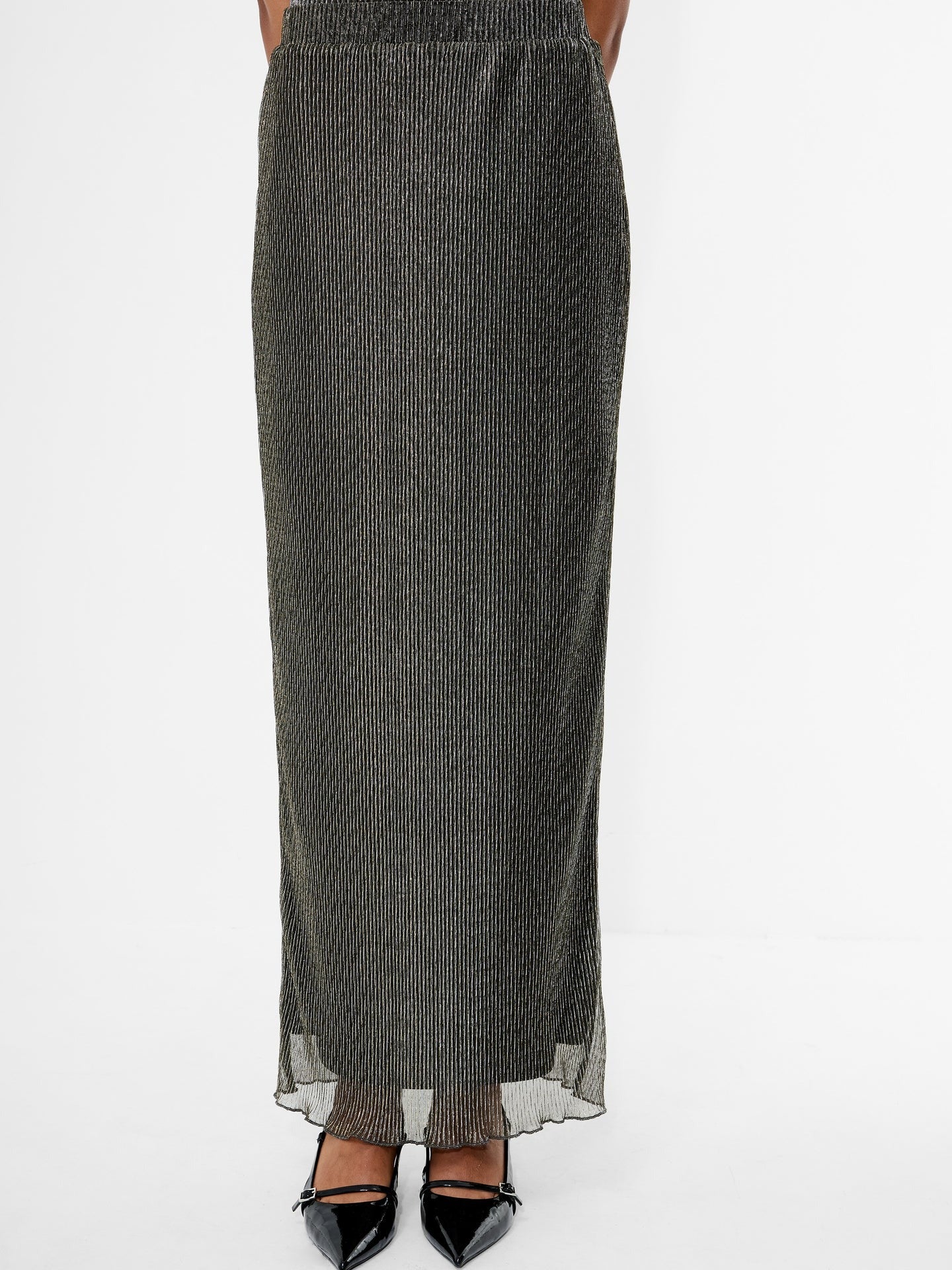 Tamy Lurex Plisse Midi Skirt