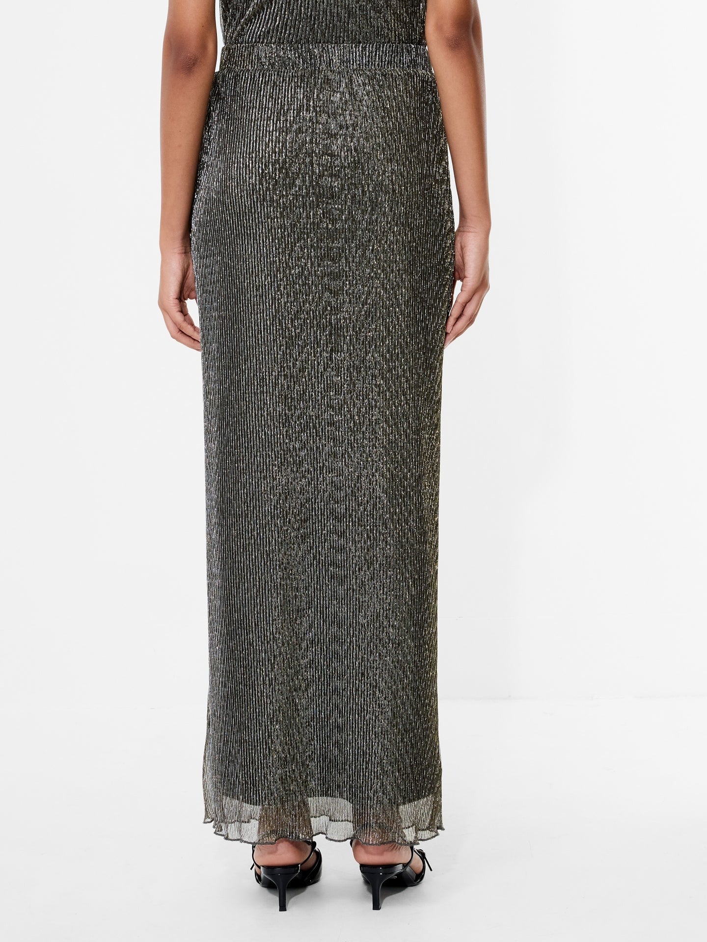 Tamy Lurex Plisse Midi Skirt