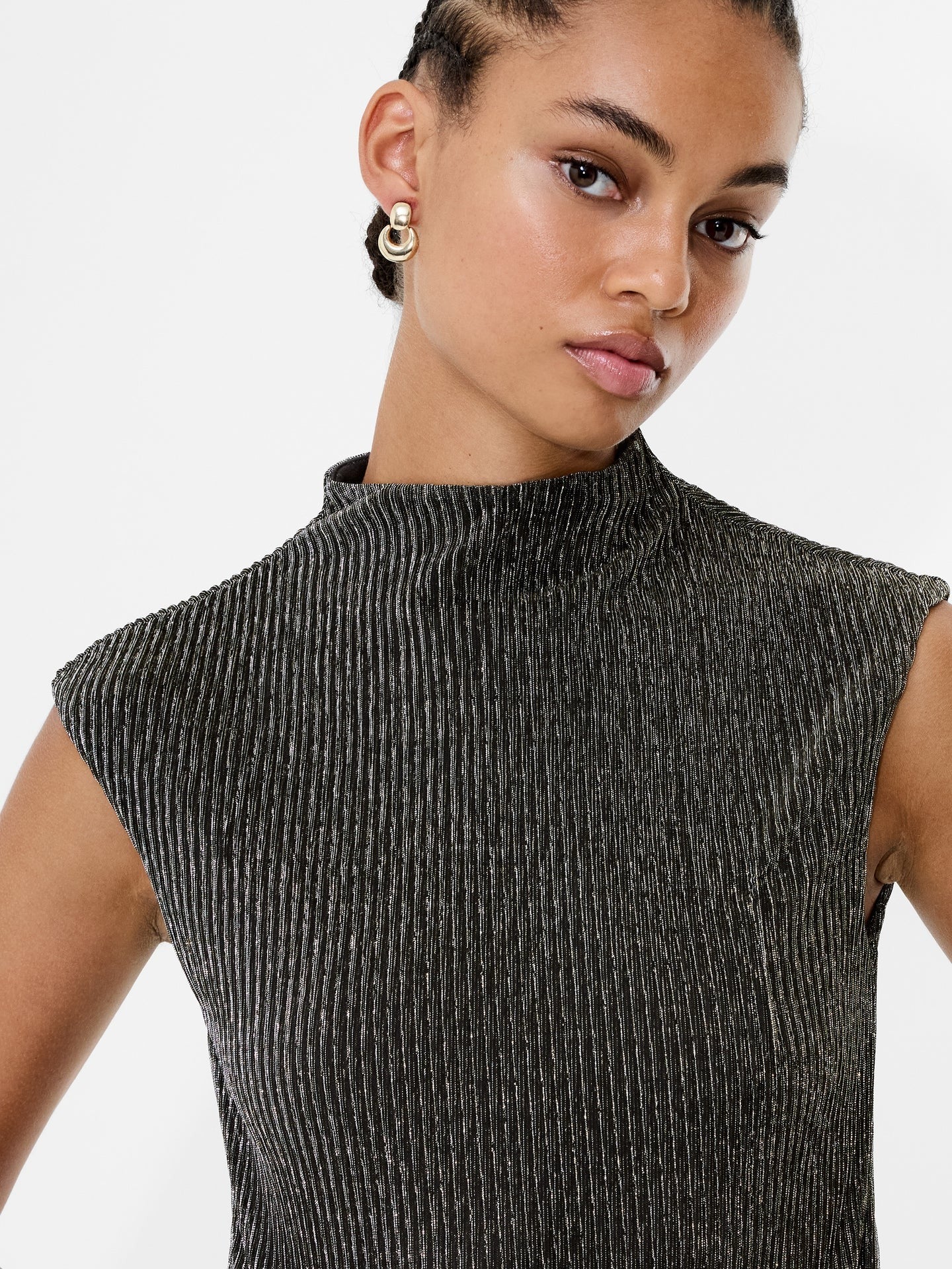 Tamy Lurex Plisse Sleeveless Top