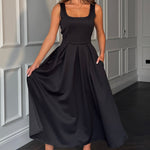 Load image into Gallery viewer, Erica Square Neck Pleated Midi Dress
