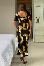 Load image into Gallery viewer, Heidi Abstract Print Ruched Midi Dress
