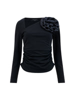 Load image into Gallery viewer, Valetta Jersey Long Sleeve Rosette Top
