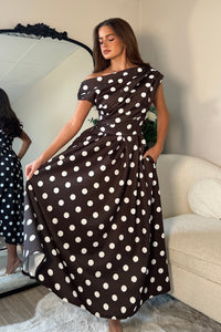 Betty Asymmetric Neckline Skater Midi Dress