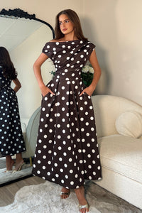 Betty Asymmetric Neckline Skater Midi Dress