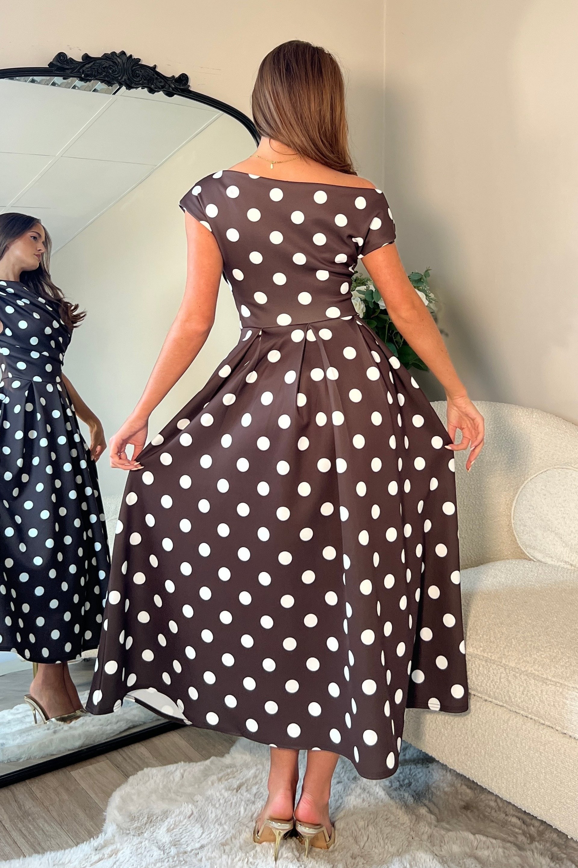 Betty Asymmetric Neckline Skater Midi Dress