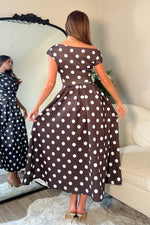 Load image into Gallery viewer, Betty Asymmetric Neckline Skater Midi Dress
