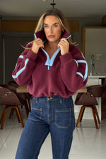Load image into Gallery viewer, Lulu Contrast Binding 1/4 Zip Fleece Plum
