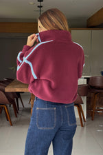 Load image into Gallery viewer, Lulu Contrast Binding 1/4 Zip Fleece Plum
