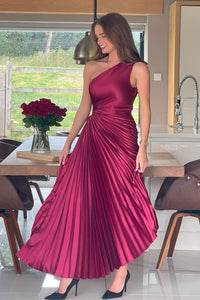 Aoife One Shoulder Pleated Midi Dress