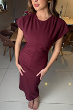 Load image into Gallery viewer, Terri Ruched Waist Short Sleeve Midi Dress

