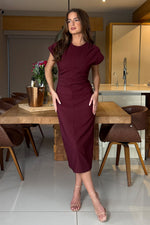 Load image into Gallery viewer, Terri Ruched Waist Short Sleeve Midi Dress
