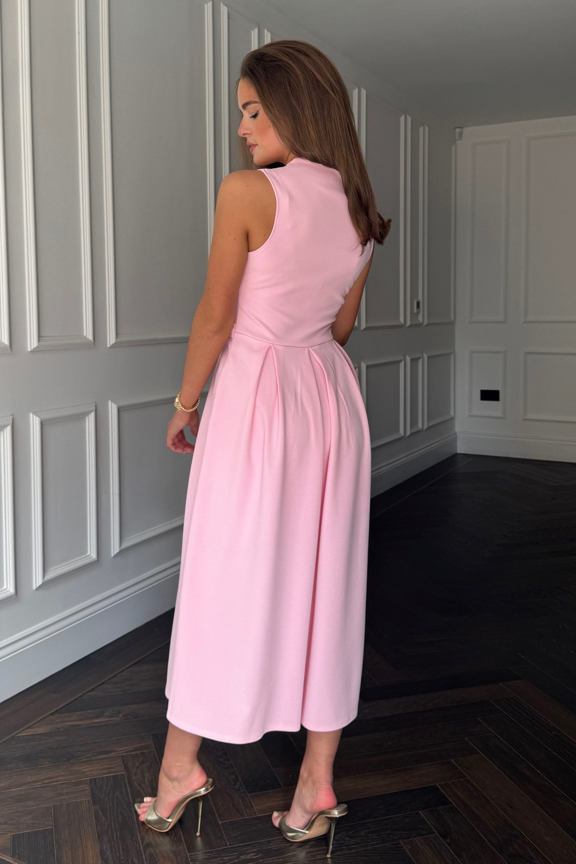 Ameya Notch Neck Sleeveless Midi Dress