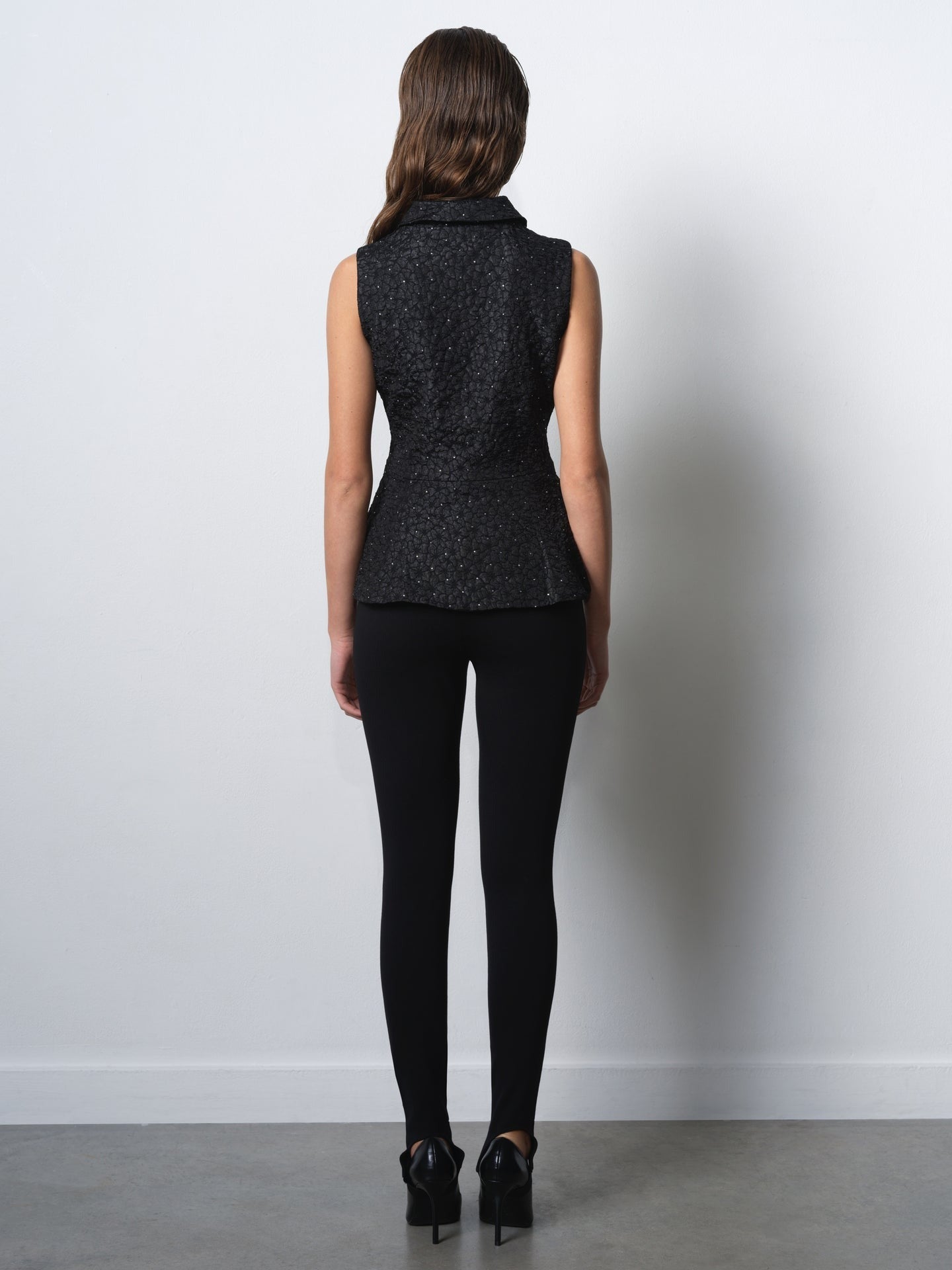 Yelena Jacquard Peplum Waistcoat Top