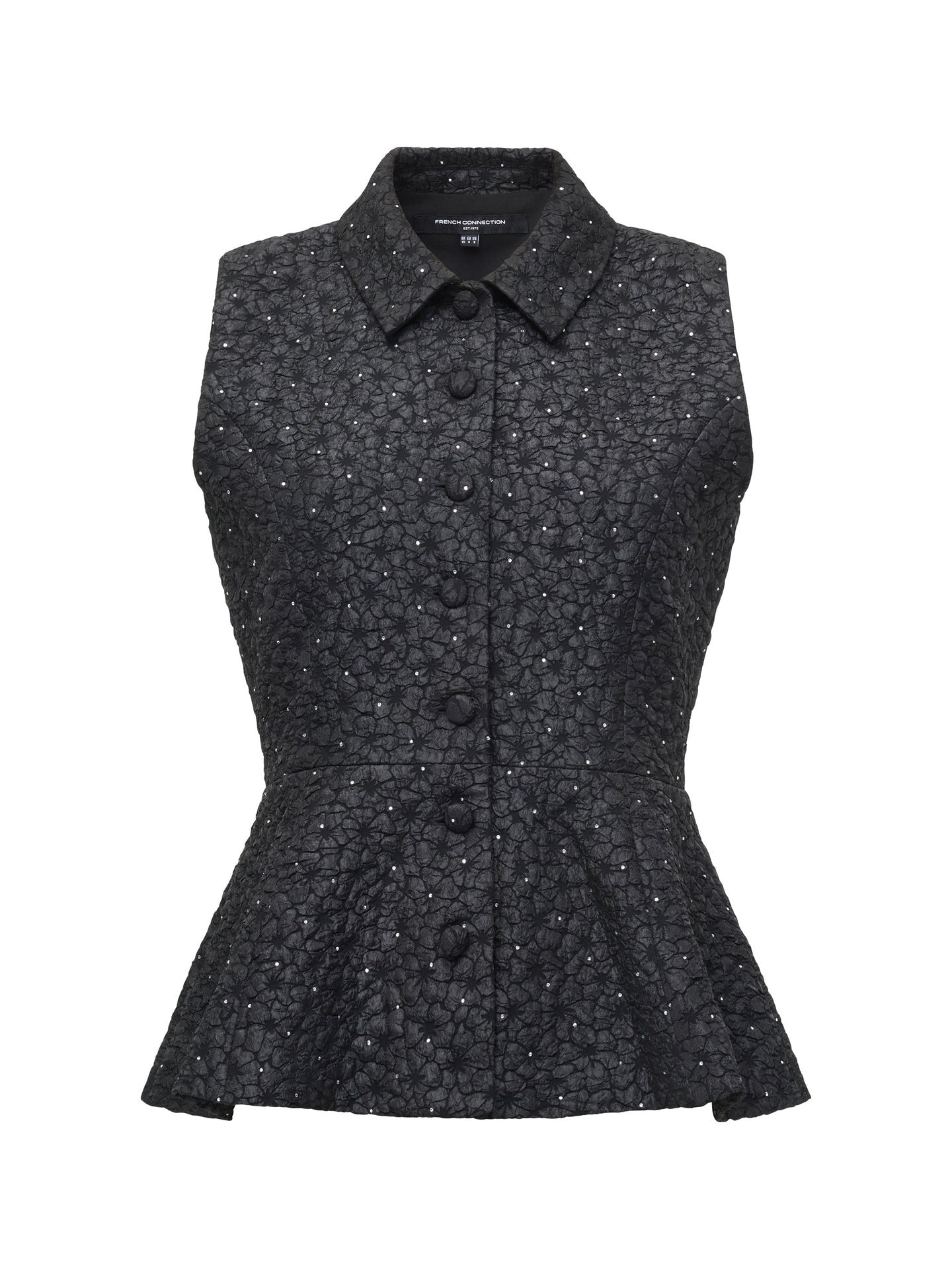 Yelena Jacquard Peplum Waistcoat Top