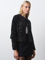 Load image into Gallery viewer, Monet Sequin Bow Tie Cardigan
