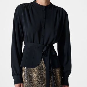 Arezzo Long Sleeve Waist Tie Shirt