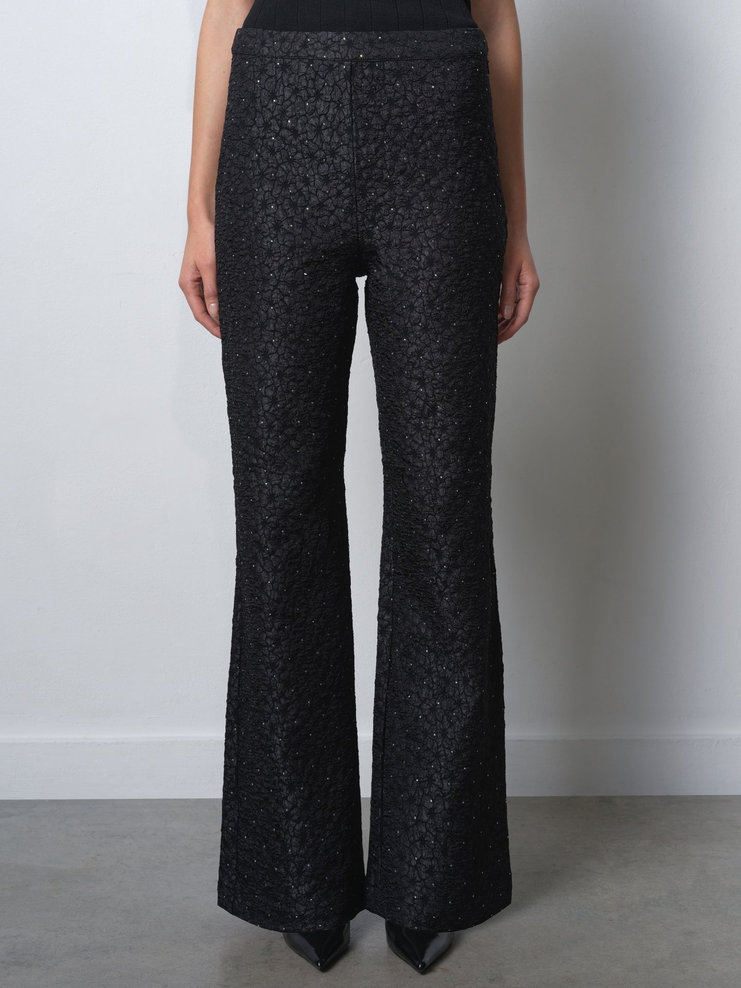 Yelena Jacquard Diamante Flared Trousers