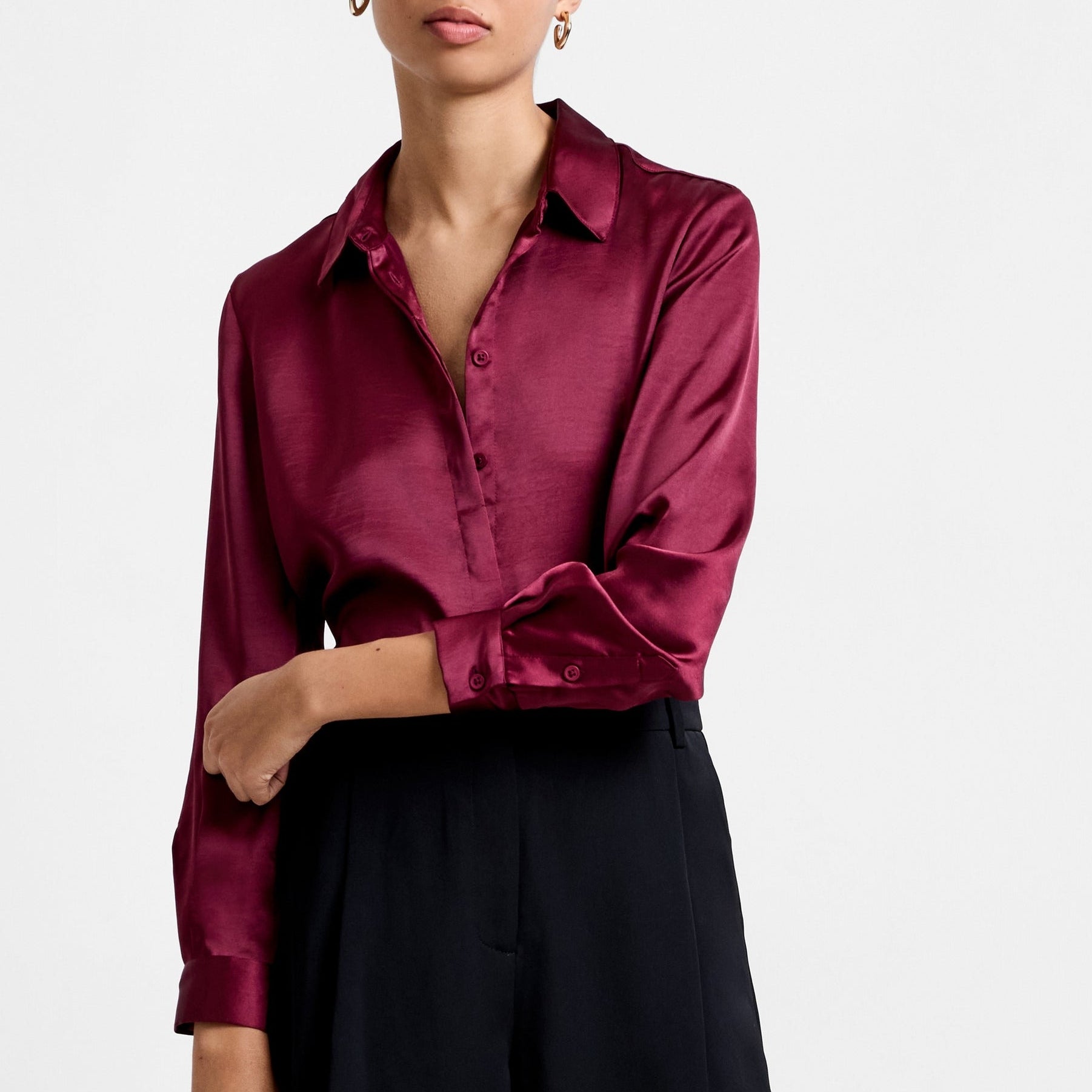 Irina Satin Long Sleeve Shirt