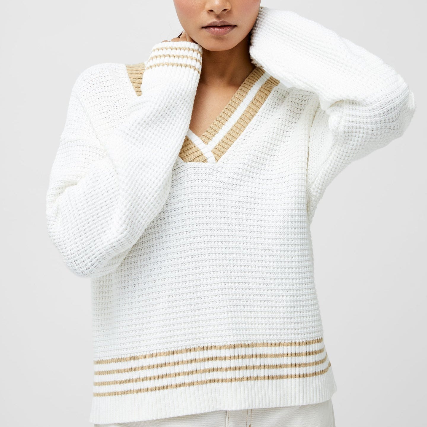 French Connection Lily Varsity V-neck Jumper