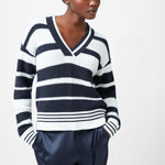 Load image into Gallery viewer, French Connection Lily Mozart Striped Varsity Jumper

