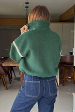 Load image into Gallery viewer, Lulu Contrast Binding 1/4 Zip Fleece Green
