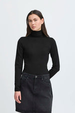 Load image into Gallery viewer, Ichi Ribbed Roll Neck Long Sleeve Top
