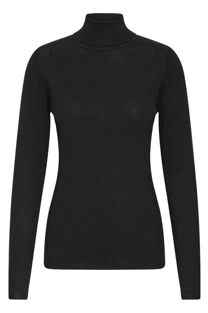 Ichi Ribbed Roll Neck Long Sleeve Top