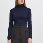 Load image into Gallery viewer, Ichi Ribbed Roll Neck Long Sleeve Top
