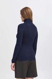Ichi Ribbed Roll Neck Long Sleeve Top