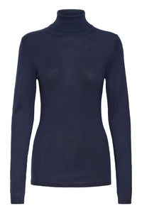 Ichi Ribbed Roll Neck Long Sleeve Top