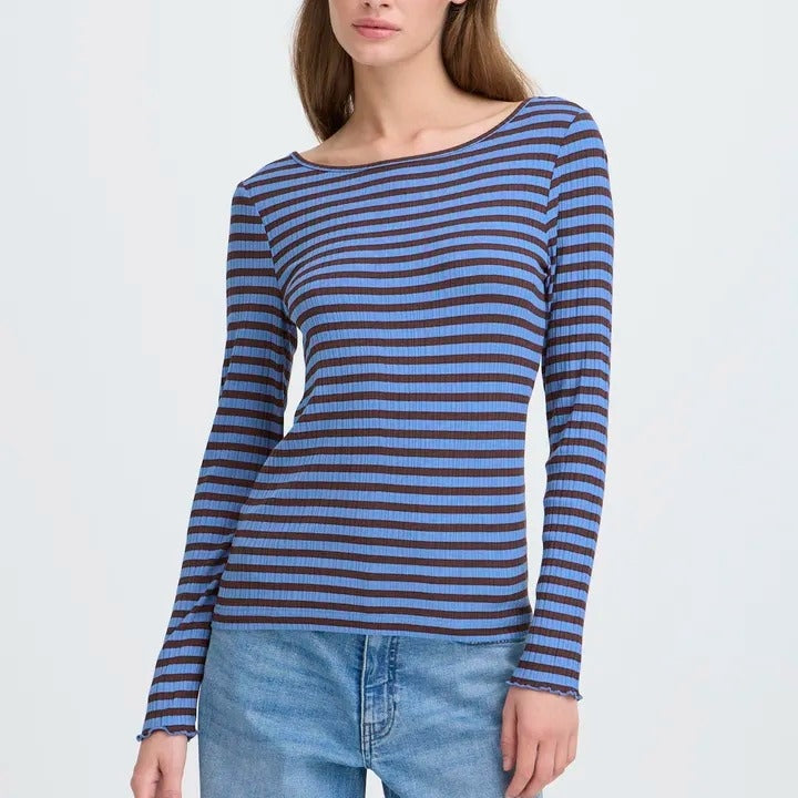 Ichi Ribbed Long Sleeve Top