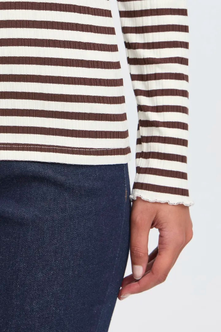 Ichi Ribbed Long Sleeve Top