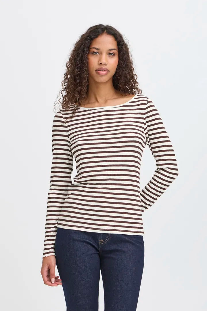 Ichi Ribbed Long Sleeve Top