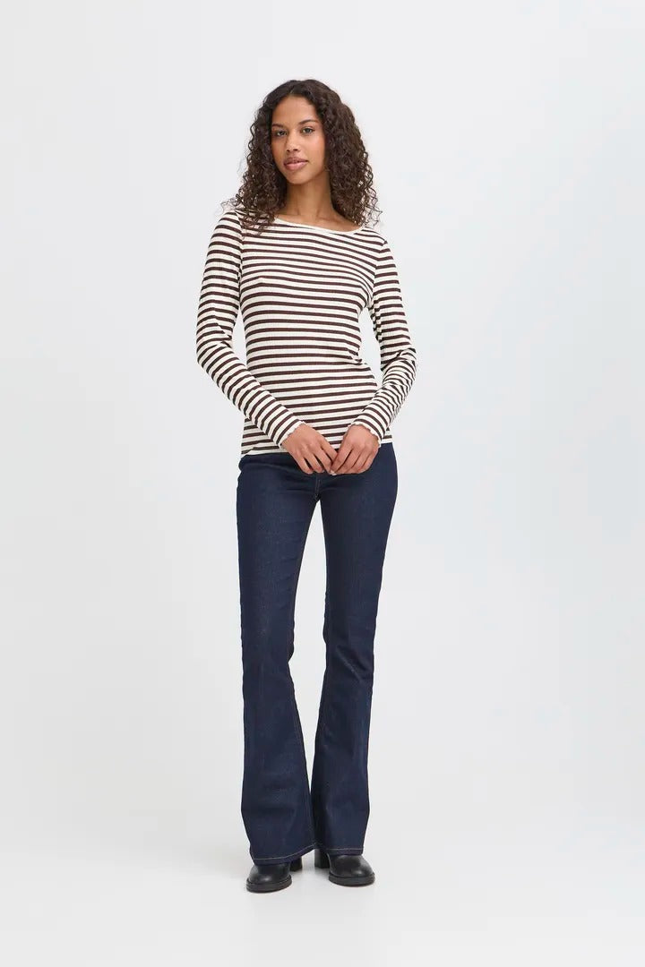 Ichi Ribbed Long Sleeve Top