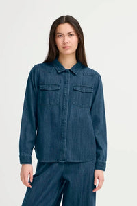 Ichi Cotton Buttoned Denim Shirt