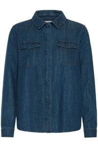 Ichi Cotton Buttoned Denim Shirt