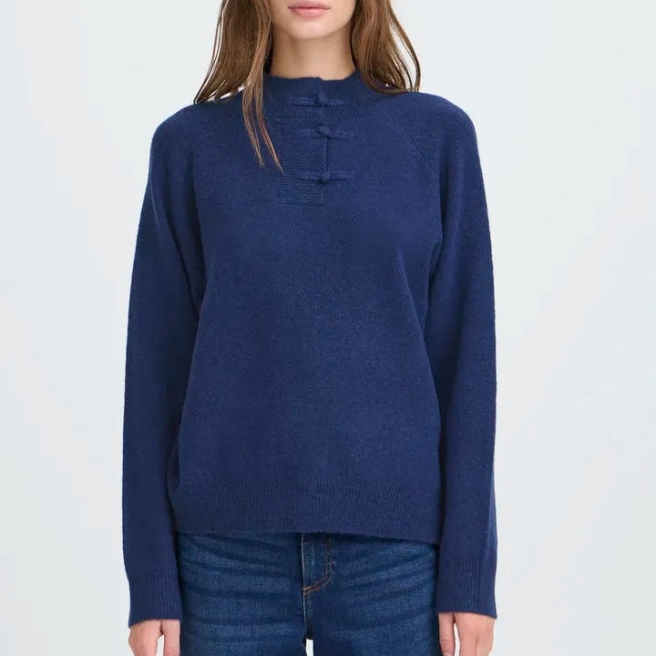 Ichi Button Up Knitted Jumper