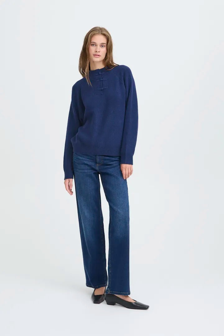 Ichi Button Up Knitted Jumper