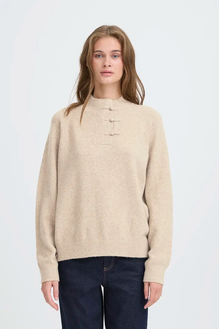 Ichi Button Up Knitted Jumper