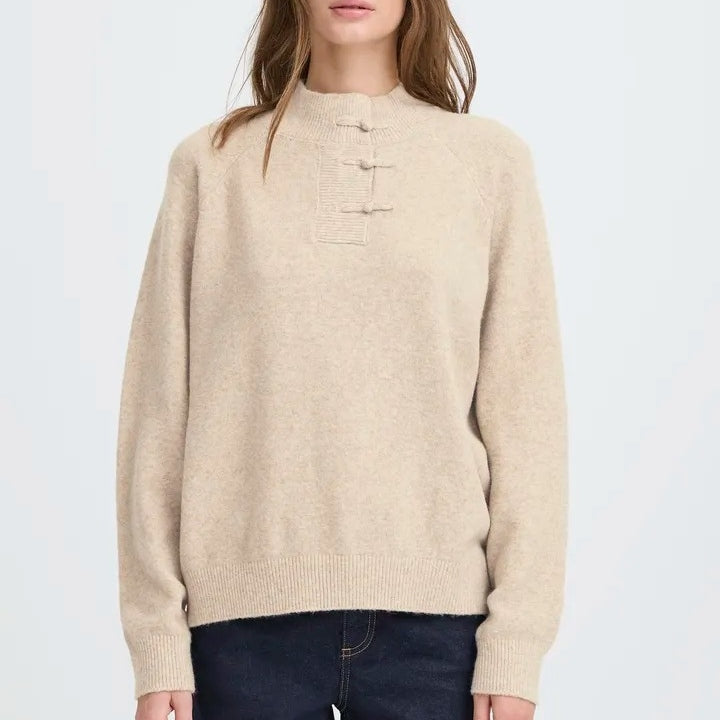 Ichi Button Up Knitted Jumper