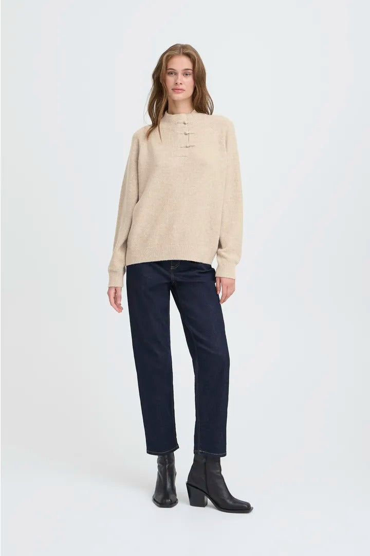 Ichi Button Up Knitted Jumper