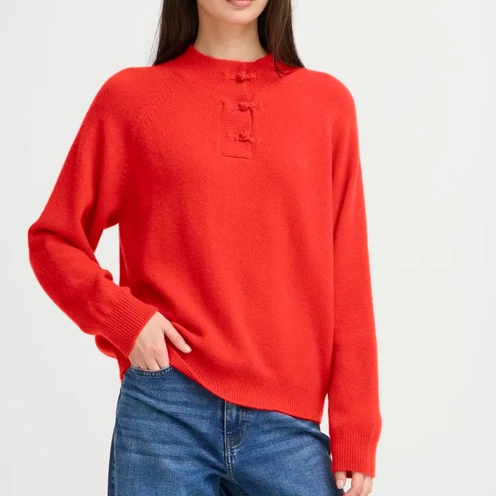 Ichi Button Up Knitted Jumper