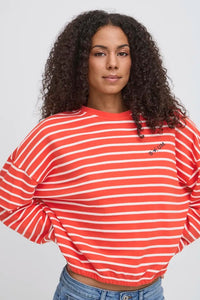Ichi Striped Long Sleeve Sweatshirt