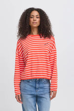 Load image into Gallery viewer, Ichi Striped Long Sleeve Sweatshirt

