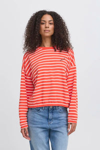 Ichi Striped Long Sleeve Sweatshirt