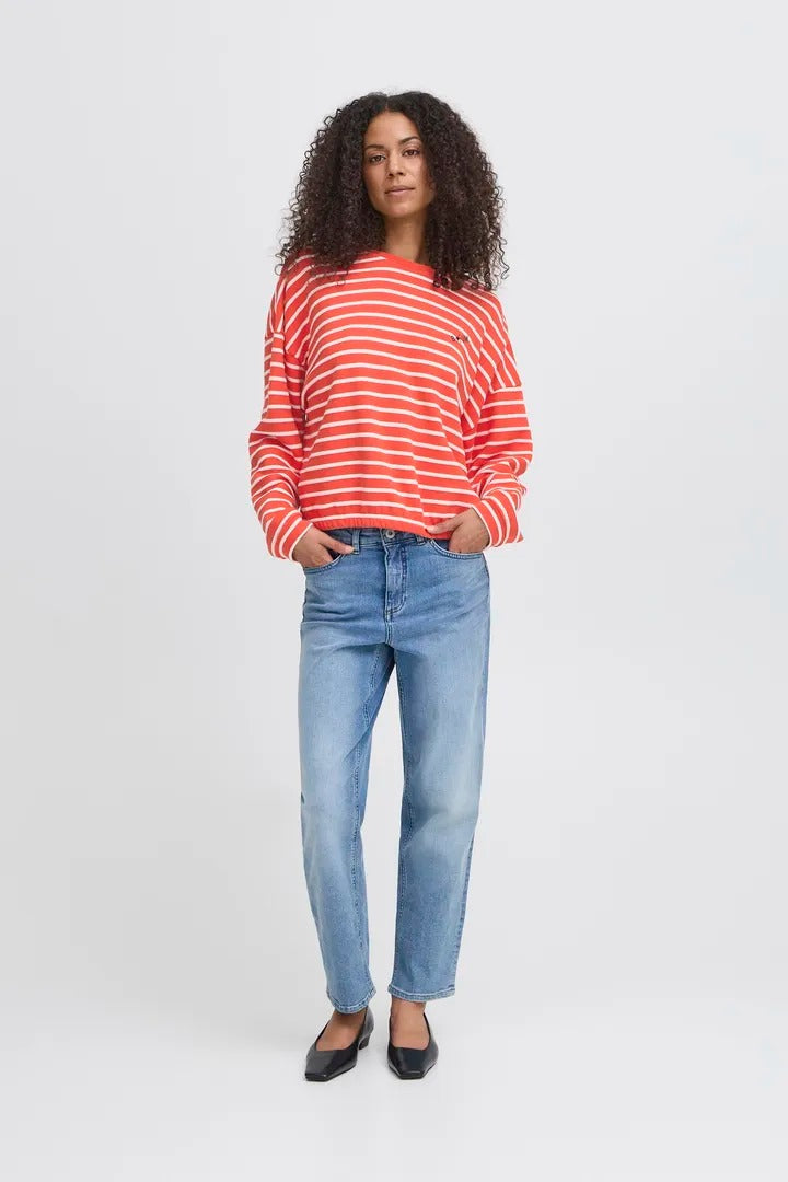 Ichi Striped Long Sleeve Sweatshirt