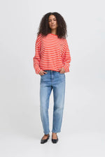 Load image into Gallery viewer, Ichi Striped Long Sleeve Sweatshirt
